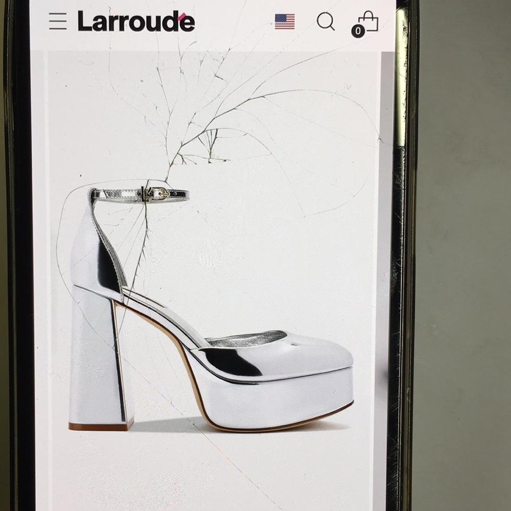 Larroude Silver Platform Shoes with Chunky Block Heel size 9.5